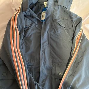 Adidas Gray Jacket with Multicolor‎ Stripes